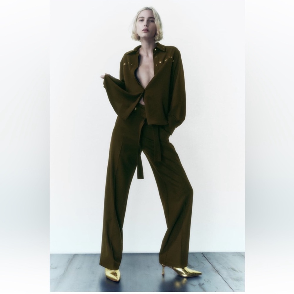 Zara Green Blouse + Pants Set